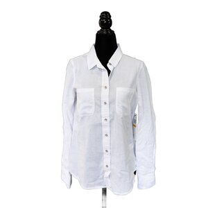 NWT Calvin Klein Jean White Button Up Shirt, Size Petite Small